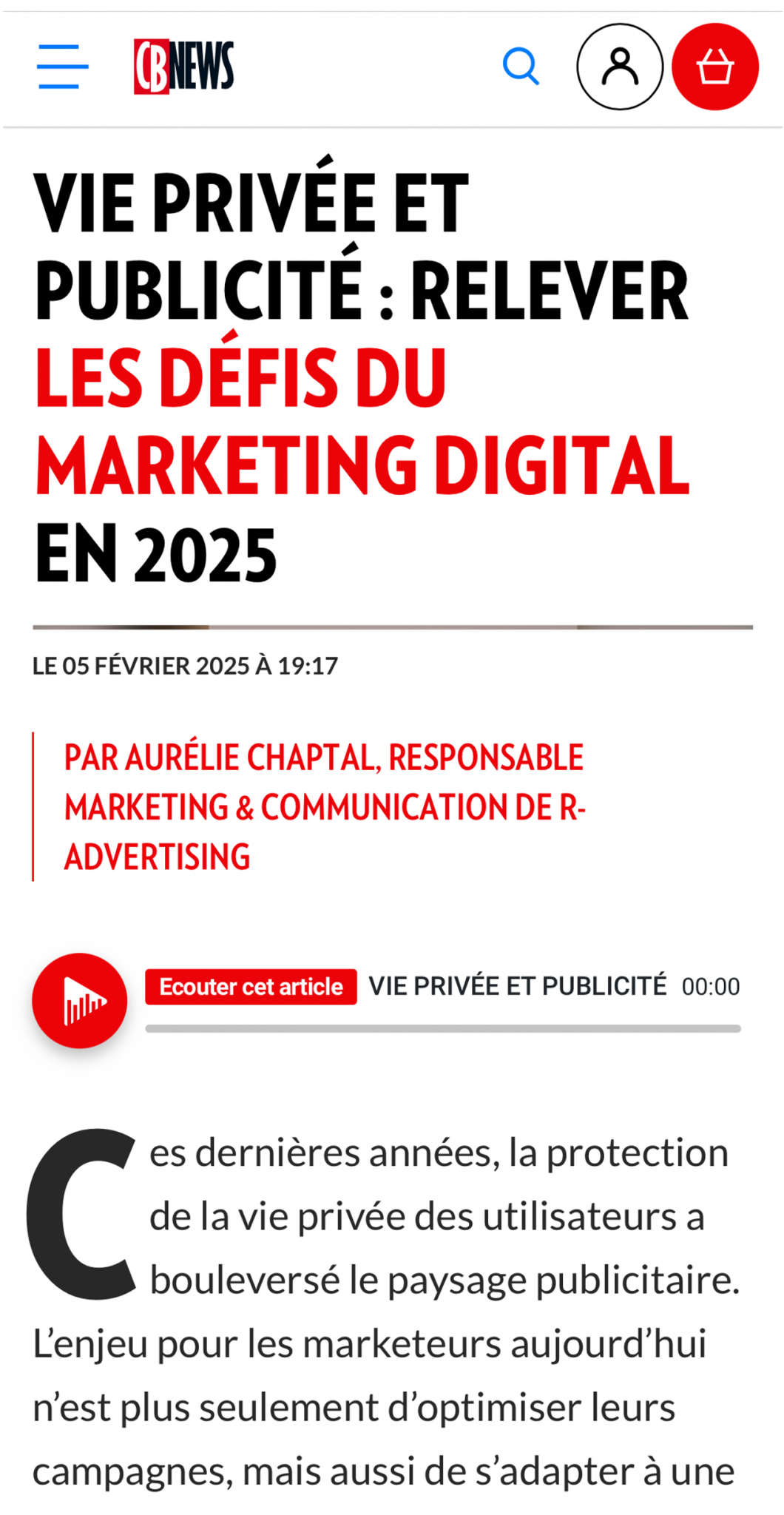 CB News opinion piece on privacy and digital advertising